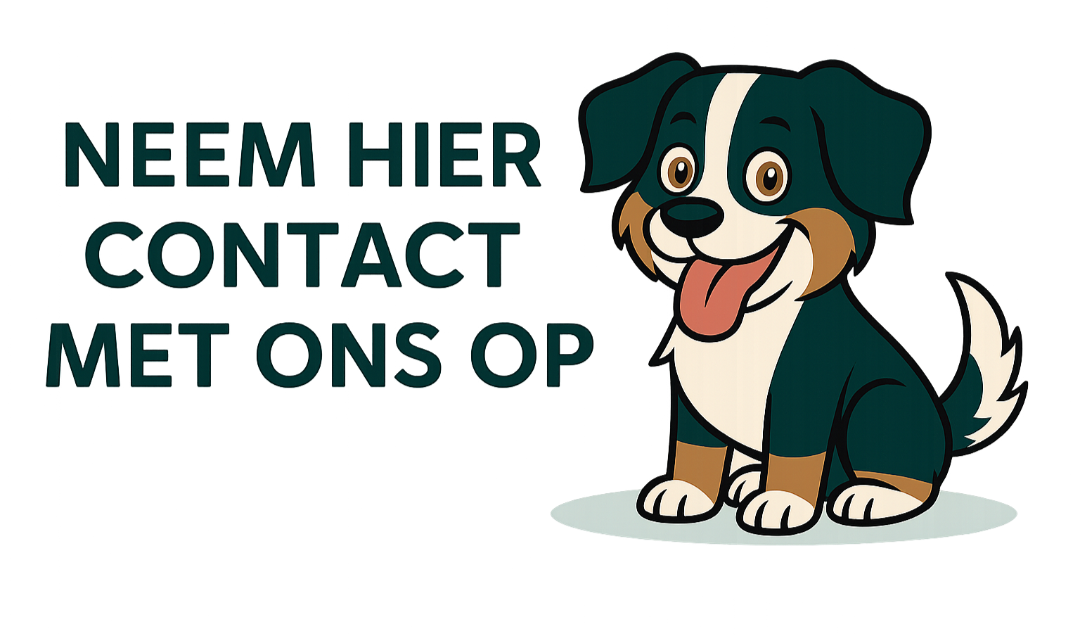Cartoon van NovaPaw-mascotte Sting met de tekst 'Neem hier contact met ons op'